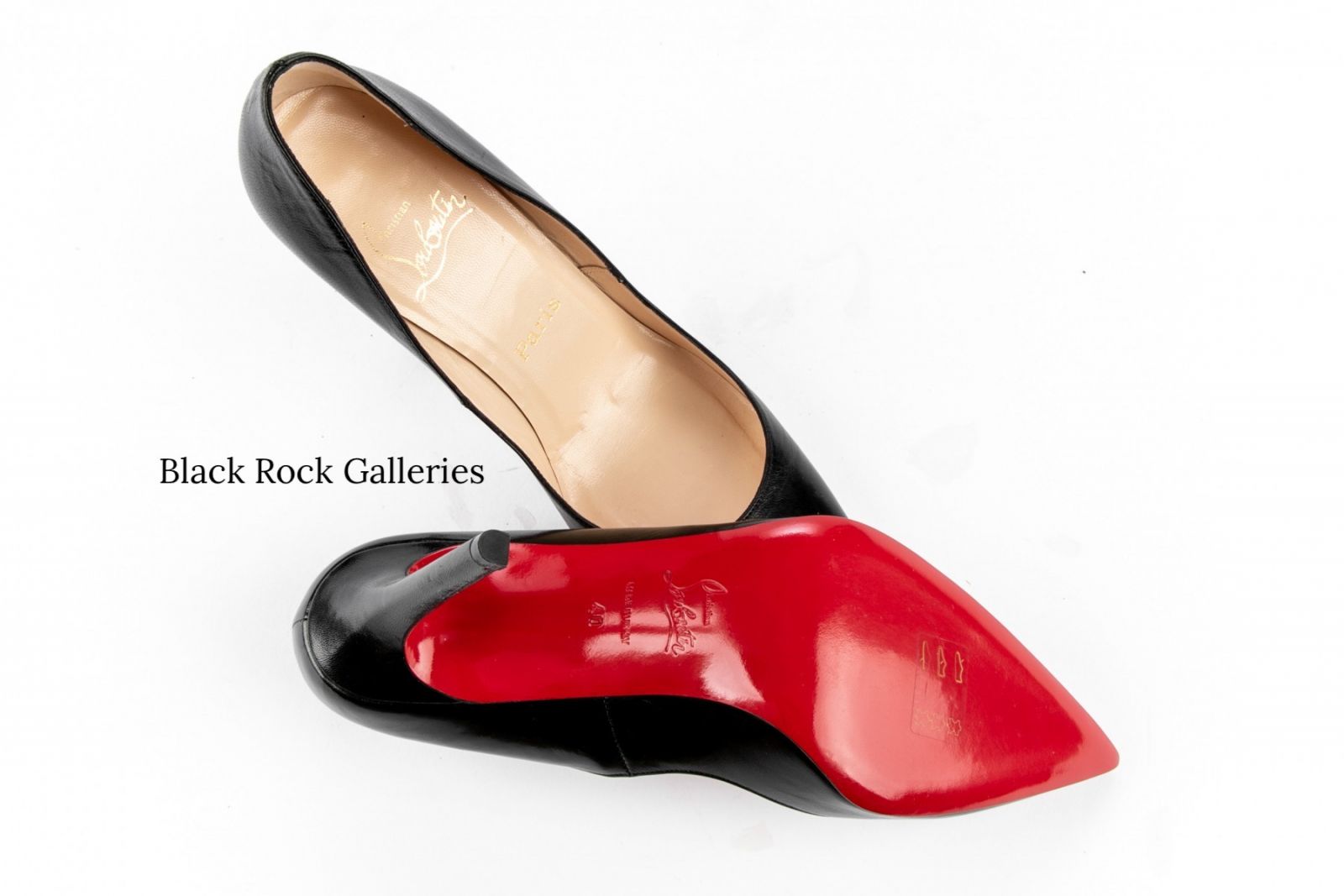 never worn Black Leather Christian Louboutin Paris stiletto pumps